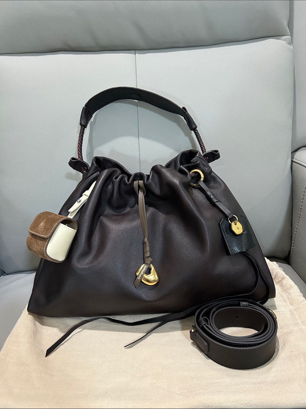 Songmont Small Gather Bag Ebony Black Set w/ AirPod Pouch & Charm